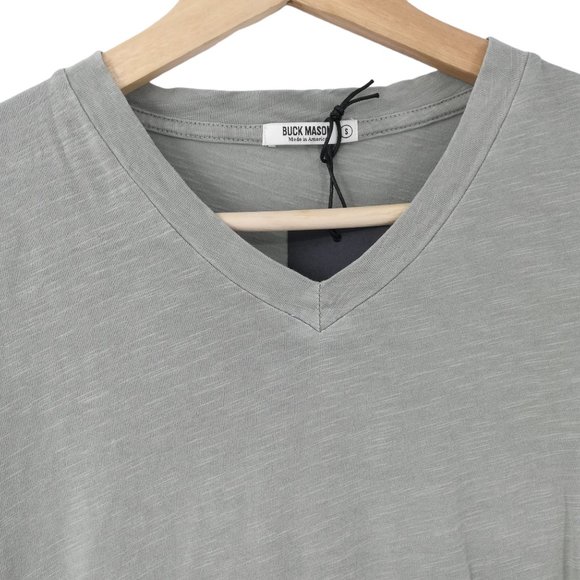 Buck Mason V-neck Slub Curved Hem T-Shirt Size S New NWT Green Short Sleeve - Picture 2 of 11